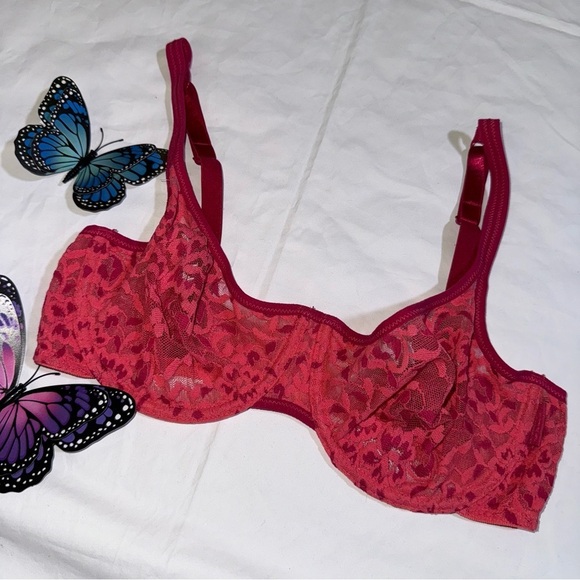 Beautiful Sheer Lace Crochet Bra Size 34D DKNY Wired - Picture 9 of 9